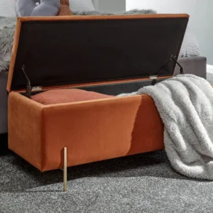 GFW Mystica Russet Orange Fabric Ottoman Storage Bench