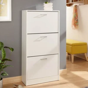 GFW Stirling White 3 Tier Shoe Cabinet