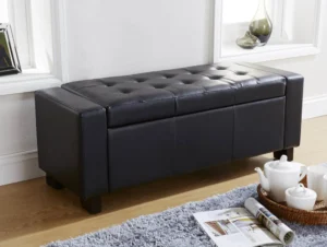 GFW Verona Black Faux Leather Ottoman Storage Bench