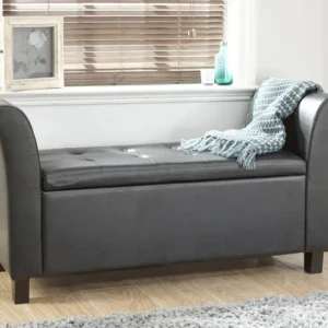 GFW Verona Black Faux Leather Ottoman Window Seat