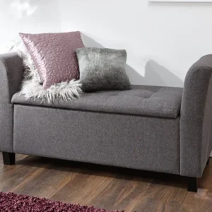 GFW Verona Charcoal Grey Fabric Ottoman Window Seat