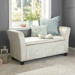 GFW Verona Oyster Crushed Velvet Fabric Ottoman Window Seat