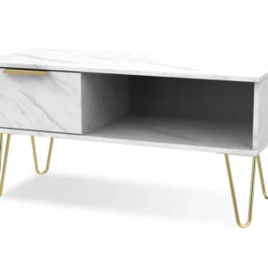 Welcome Hong Kong 1 Drawer Coffee Table with Gold Hairpin Legs (Assembled)
