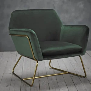 LPD Charles Racing Green Velvet Fabric Armchair