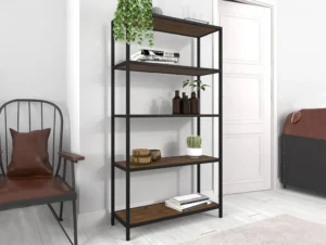 LPD Ealing Black and Rustic Pine 5 Tier Bookcase