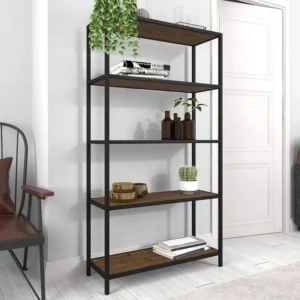 LPD Ealing Black and Rustic Pine 5 Tier Bookcase
