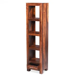 Archers Santa Clara 1 Drawer Acacia Tall Narrow Wooden Bookcase (Assembled)