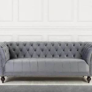 Birlea Chester Grey Velvet Fabric 3 Seater Sofa
