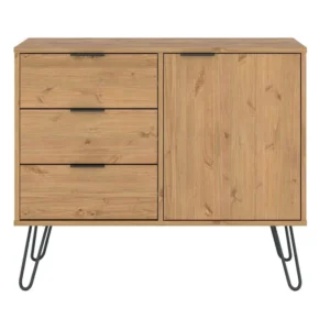 Core Augusta Waxed Pine Small Sideboard with 1 Door 3 Drawers