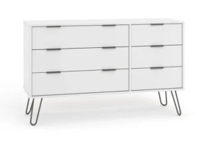 Core Augusta White 3+3 Drawer Wide Chest of Drawers