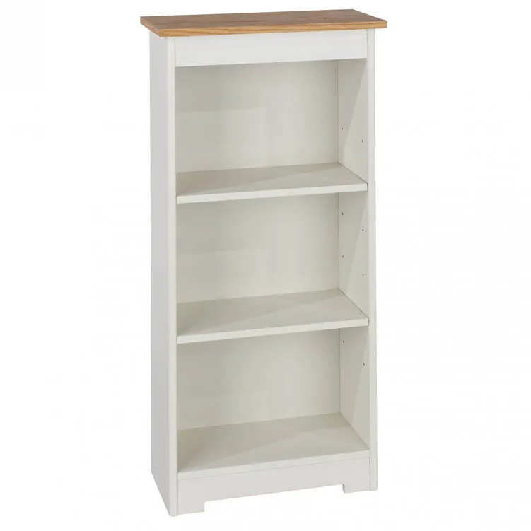 Core Colorado White and Oak Low Narrow Bookcase