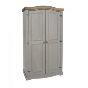 Core Corona Grey and Waxed Pine 2 Door Wardrobe