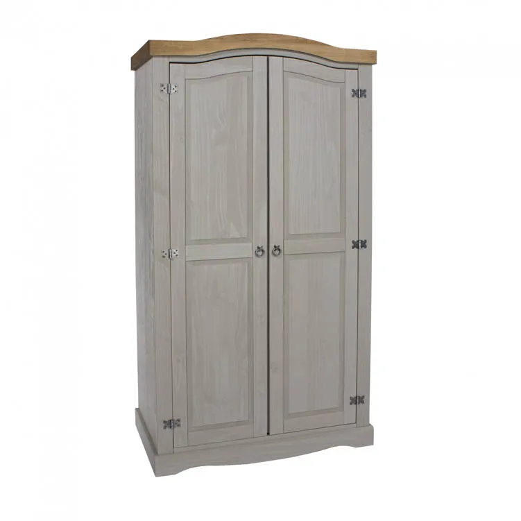 Core Corona Grey and Waxed Pine 2 Door Wardrobe