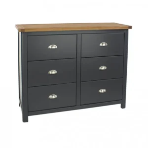 Core Dunkeld Midnight Blue and Oak 3+3 Dr Wide Chest of Drawers
