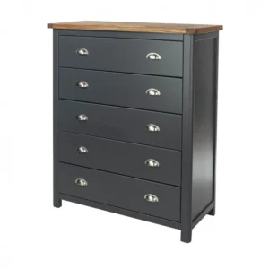 Core Dunkeld Midnight Blue and Oak 5 Drawer Chest of Drawers
