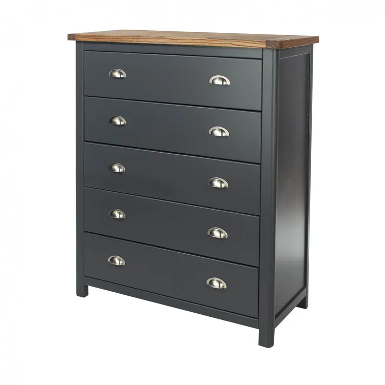 Core Dunkeld Midnight Blue and Oak 5 Drawer Chest of Drawers