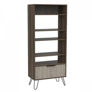 Core Nevada Smoked Oak and Grey Oak Effect 1 Door Display Bookcase
