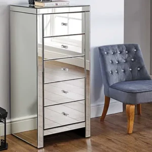 Birlea Seville Mirrored 5 Drawer Narrow Chest (Assembled)
