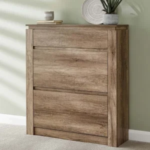 GFW Canyon Oak 2 Door 1 Drawer Shoe Cabinet