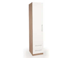 Harmony Hyde White and Oak 1 Door 2 Drawer Single Wardrobe
