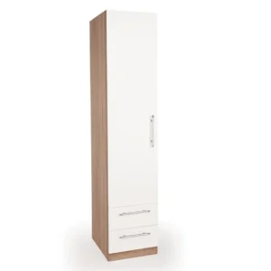 Harmony Hyde White and Oak 1 Door 2 Drawer Single Wardrobe