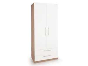 Harmony Hyde White and Oak 2 Door 2 Drawer Double Wardrobe