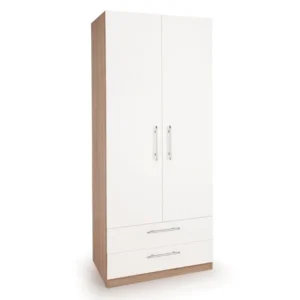 Harmony Hyde White and Oak 2 Door 2 Drawer Double Wardrobe
