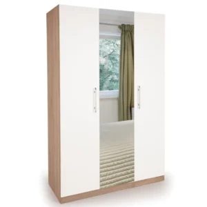 Harmony Hyde White and Oak 3 Door 1 Mirror Triple Wardrobe
