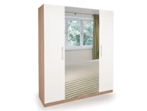 Harmony Hyde White and Oak 4 Door Mirrored Large Wardrobe