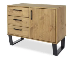Core Texas 1 Door 3 Drawer Waxed Pine Wooden Small Sideboard