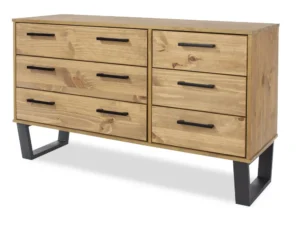 Core Texas 3+3 Drawer Waxed Pine Wide Wooden Chest of Drawers