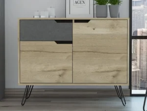 Core Manhattan Pine and Stone Effect 2 Door 1 Drawer Small Sideboard