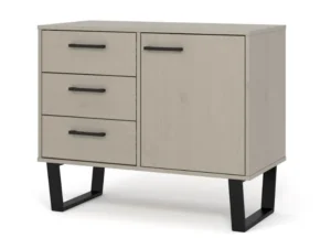 Core Texas Grey Waxed Pine 1 Door 3 Drawer Small Sideboard