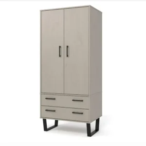 Core Texas Grey Waxed Pine 2 Door 2 Drawer Double Wardrobe
