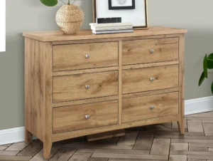 Birlea Hampstead Oak 3+3 Drawer Wide Chest of Drawers