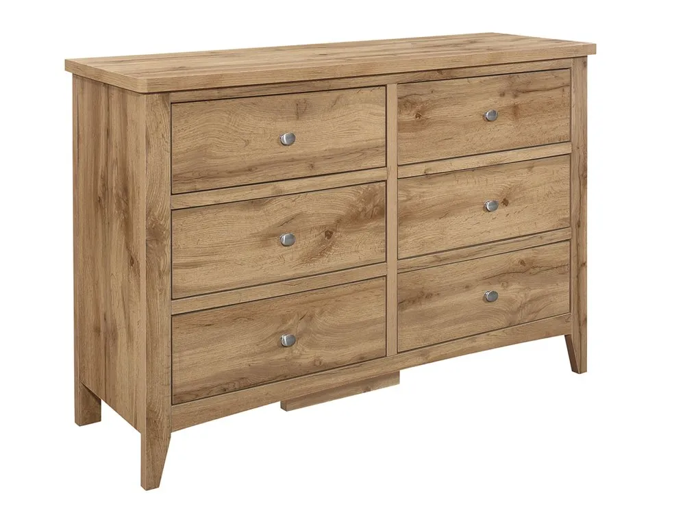 Birlea Hampstead Oak 3+3 Drawer Wide Chest of Drawers - Image 2