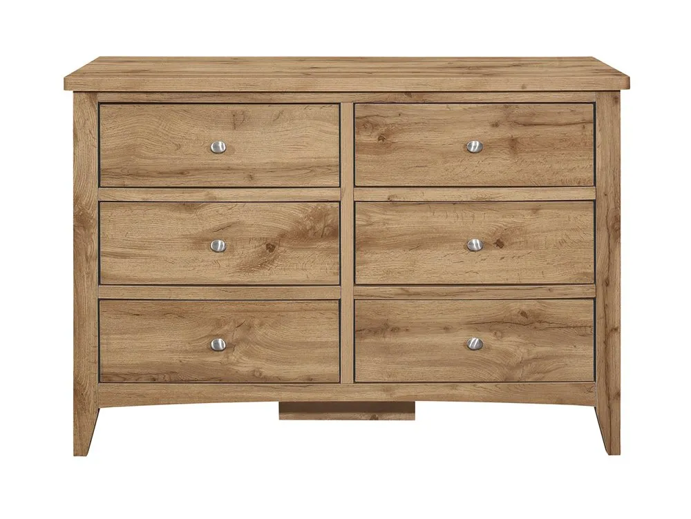 Birlea Hampstead Oak 3+3 Drawer Wide Chest of Drawers - Image 4