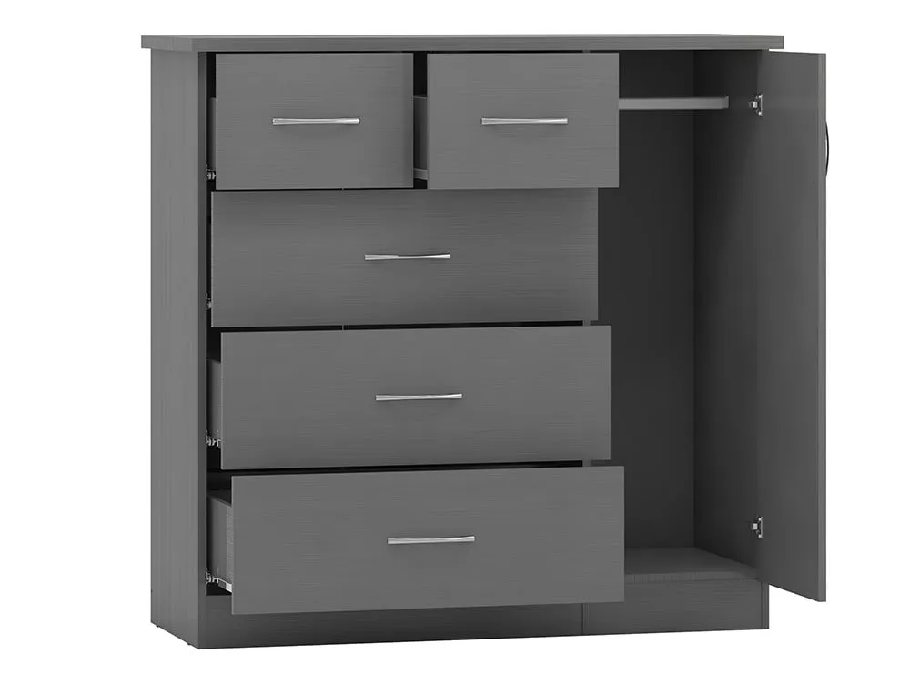 Seconique Nevada Matt Grey 1 Door 5 Drawer Chest of Drawers - Image 2