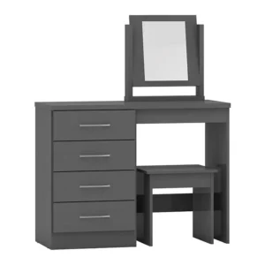 Seconique Nevada Matt Grey 4 Drawer Dressing Table and Stool