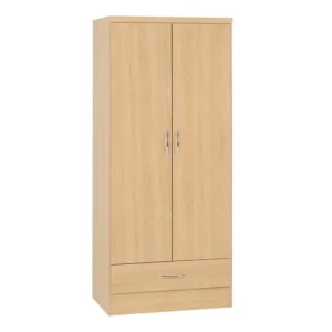 Seconique Nevada Sonoma Oak 2 Door 1 Drawer Double Wardrobe