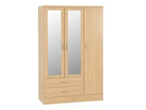 Seconique Nevada Sonoma Oak 3 Door 2 Drawer Mirrored Triple Wardrobe