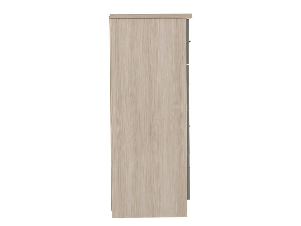 Seconique Nevada Grey Gloss and Oak 1 Door 5 Drawer Chest of Drawers - Image 4