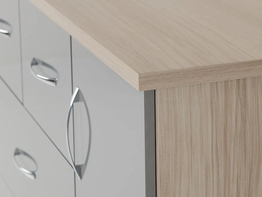 Seconique Nevada Grey Gloss and Oak 1 Door 5 Drawer Chest of Drawers - Image 5