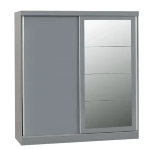 Seconique Nevada Grey High Gloss Sliding Mirrored Wardrobe