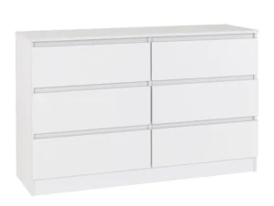 Seconique Malvern White 3+3 Drawer Chest of Drawers