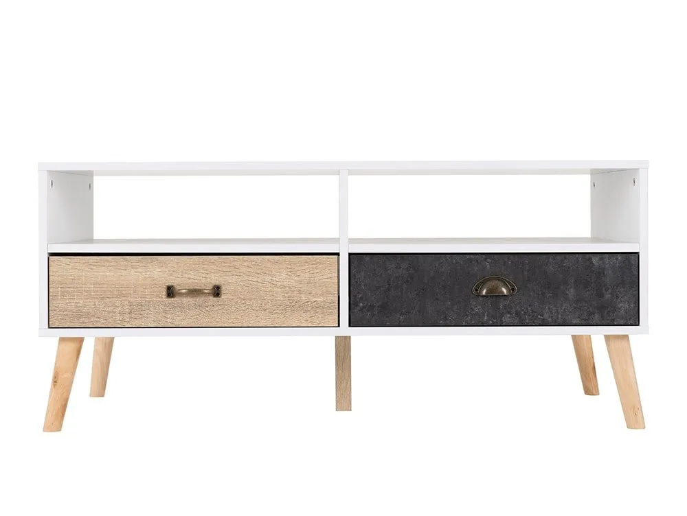 Seconique Nordic White and Oak 2 Drawer Coffee Table - Image 3