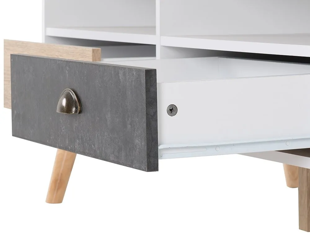 Seconique Nordic White and Oak 2 Drawer Coffee Table - Image 5