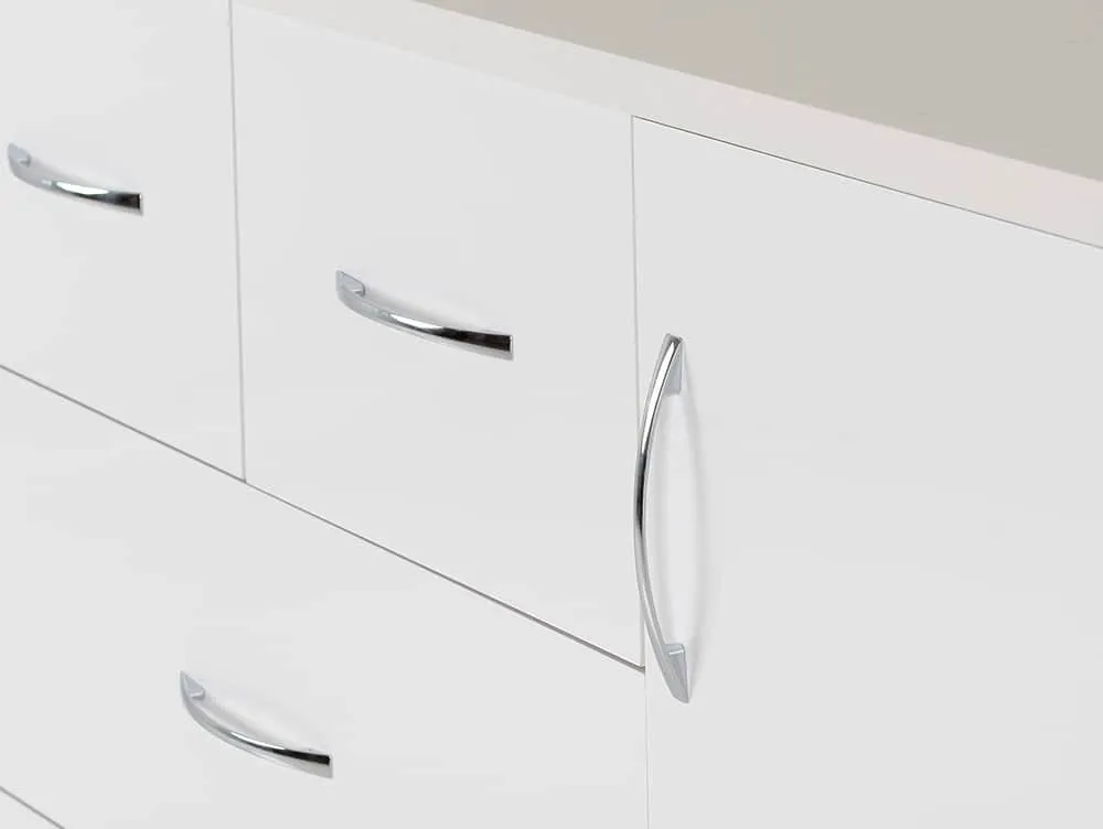 Seconique Nevada White High Gloss 1 Door 5 Drawer Chest of Drawers - Image 3