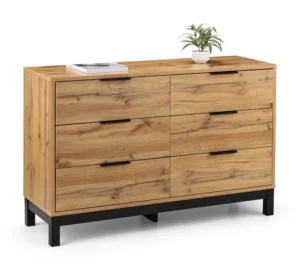 Julian Bowen Bali Oak 6 Drawer Wide Chest of Drawers