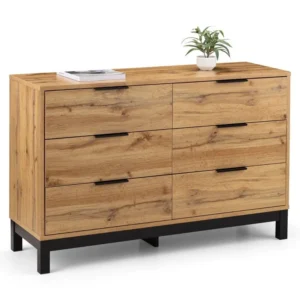 Julian Bowen Bali Oak 6 Drawer Wide Chest of Drawers